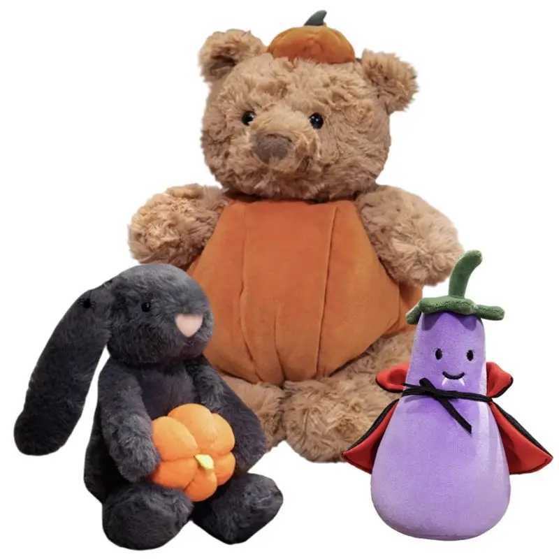 35cm Pumpkin Teddy Bear Doll Plush Toy Stuffed Dressed Halloweens Day Cartoon Animal Plushie Removable Clothes Kids Present C251107
