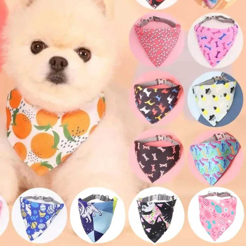 Cartoon pet Saliva towel adjustable dog and cat collar bib beauty curved design dog scarf pet accessories M250407