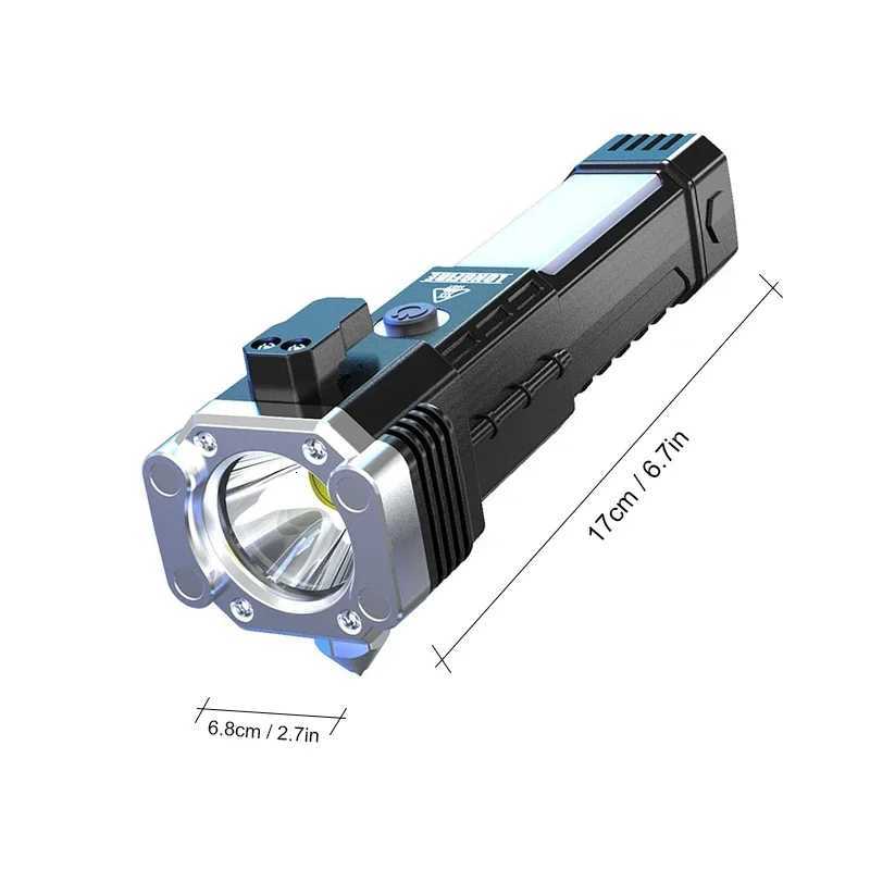 Multifunctional Flashlight Window Glasses Breaker with Car Safety Hammer for Men Dad and Camping Hiking Fishing OutdoorW251106