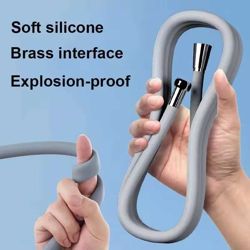 Upgraded 15/2M Silicone ible Shower Hose Anti-Winding High Pressure Pipe Explosion-proof Shower Tube Bathro Accessories Y251107