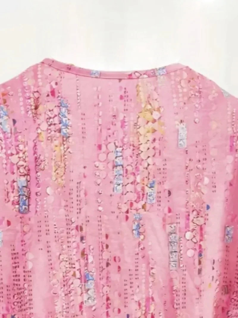 Womens plus size 1XL5XL fashionable quarter sleeve round neck Tshirt for womens casual spring and summer fashion 250407