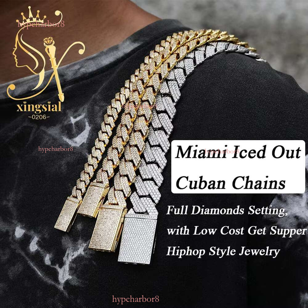Rap singer men's jewelry 10mm -20mm cubic zirconia hip-hop chilled Miami CZ brass Cuban chain necklace