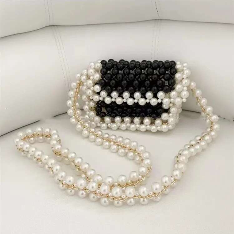 New Small Pearl White Beaded Fairy Portable Messenger Bags With Chain Female Purses And Handbags Cross Body Bag Woman