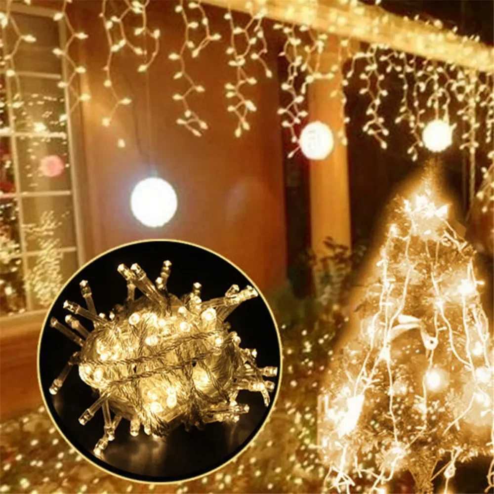Christmas Decorations LED Icicle String Lights EU Plug Christmas Garland Droop Light Wedding Garden Street Outdoor Decoration W251107