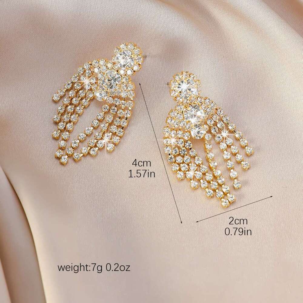 Hot selg new exaggerated tassel rhie earrings, urious and elegant women's fashionable earrings