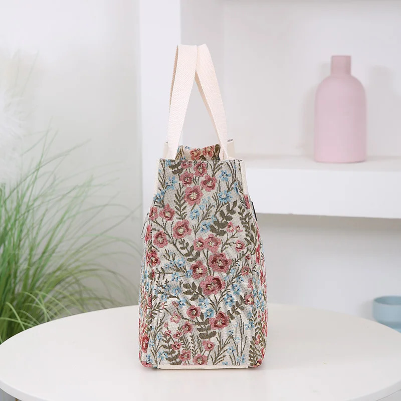 knitted jacquard fabric large capacity handbag dedicated to carrying lunch box bags and mothers daily storage 250401