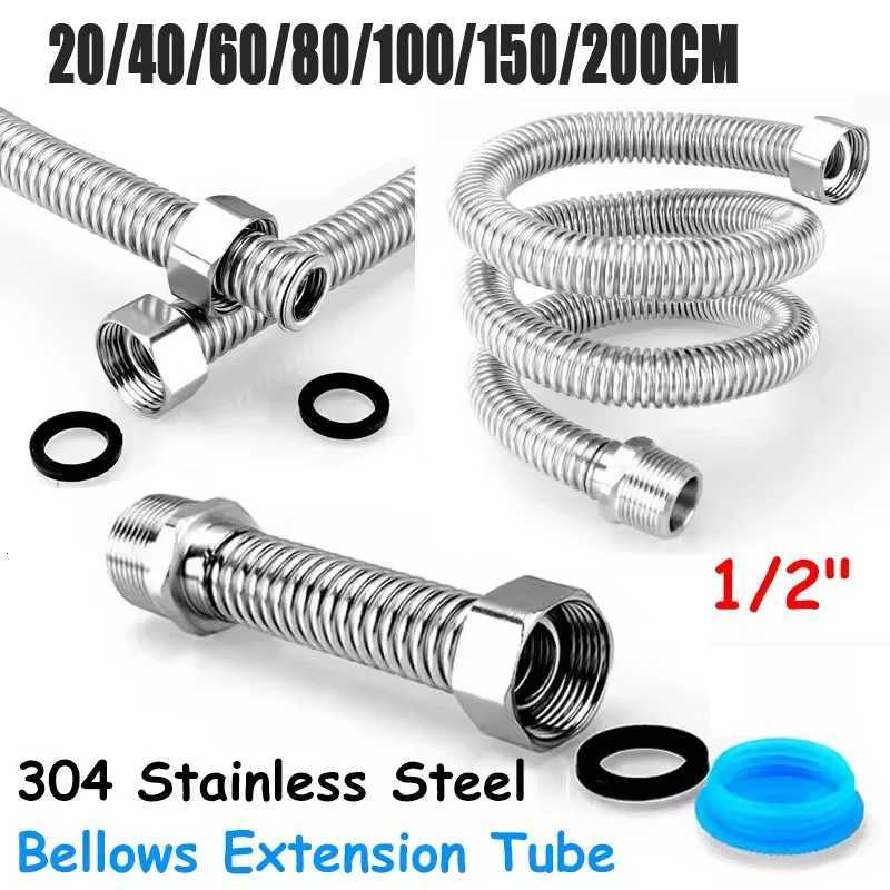 1PC 20/40/60/80/100/150/200cm G1/2 Inch M Fem Connector Cold Hot Water Hose SUS304 Faucet Connection Tube Corrugated Pipe Y251107
