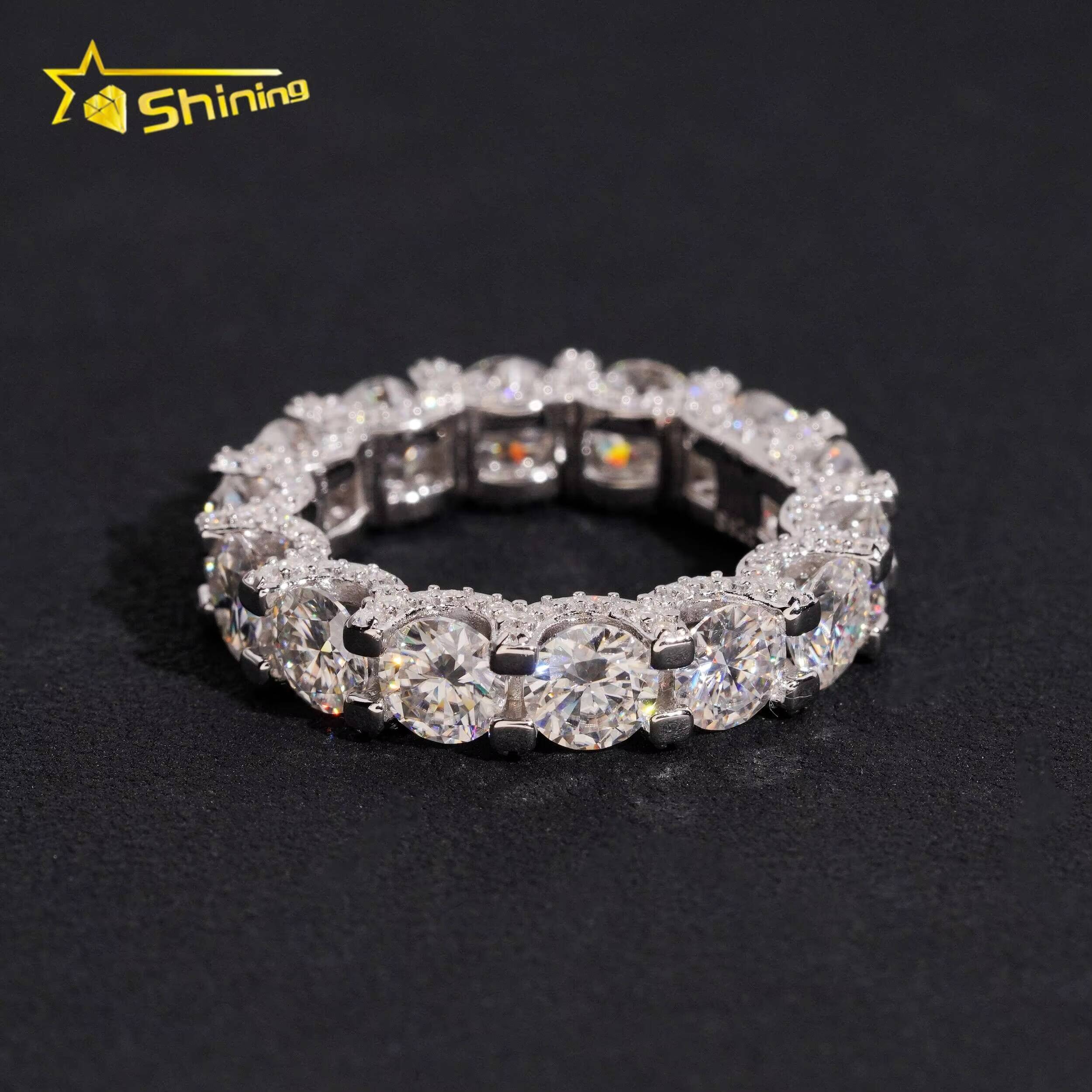Hot Sale Fashion Jewelry Iced Out Top Quality 925 Sterling Silver 50mm Moissanite Eternity Ring