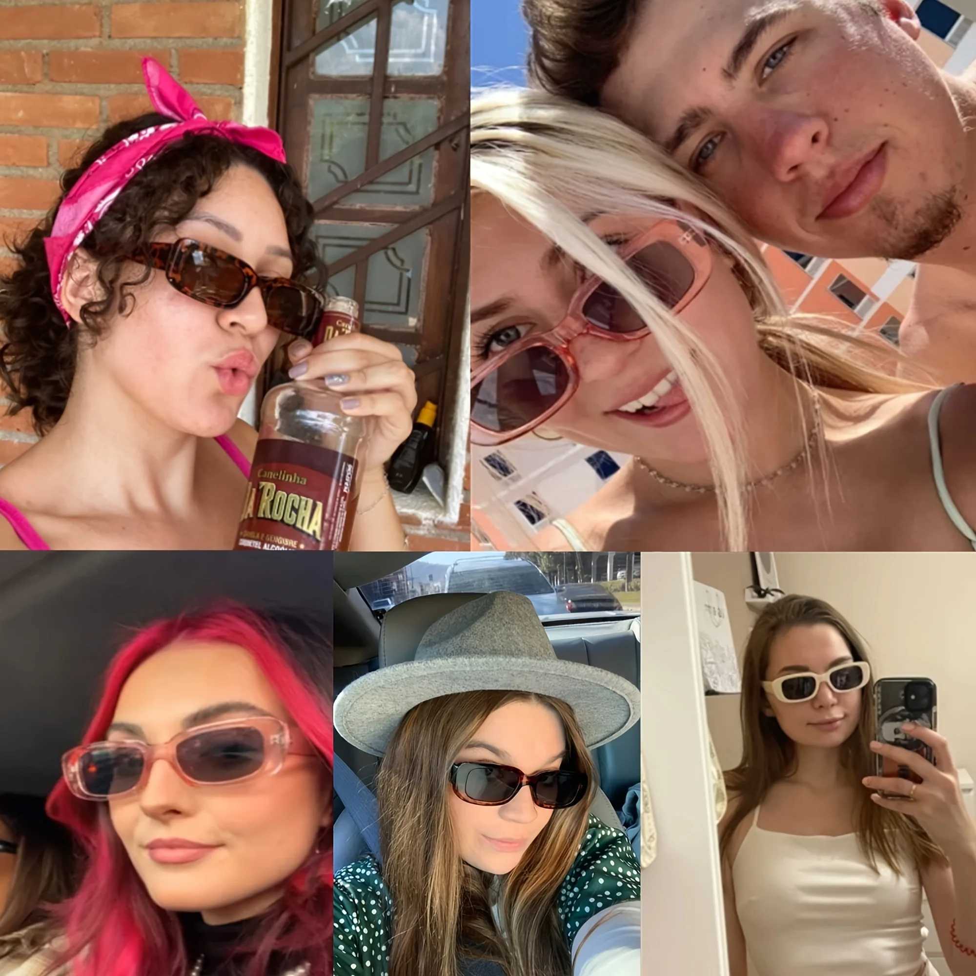 4pcs/set Rectangle Frame Sunglasses For Women Men Candy Color Y2K Fashion Sun Glasses Vintage Outdoor Eyewear UV400C250412