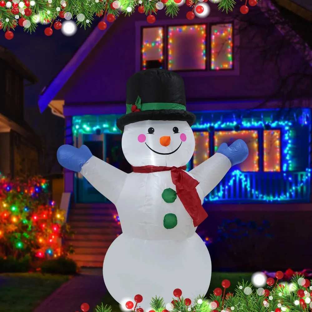 Christmas Inflatable Outdoor Decor Built-In Colorful LED Snowman Penguin Gingerbread Man Santa Claus Indoor Outdoor Winter Decor W251107