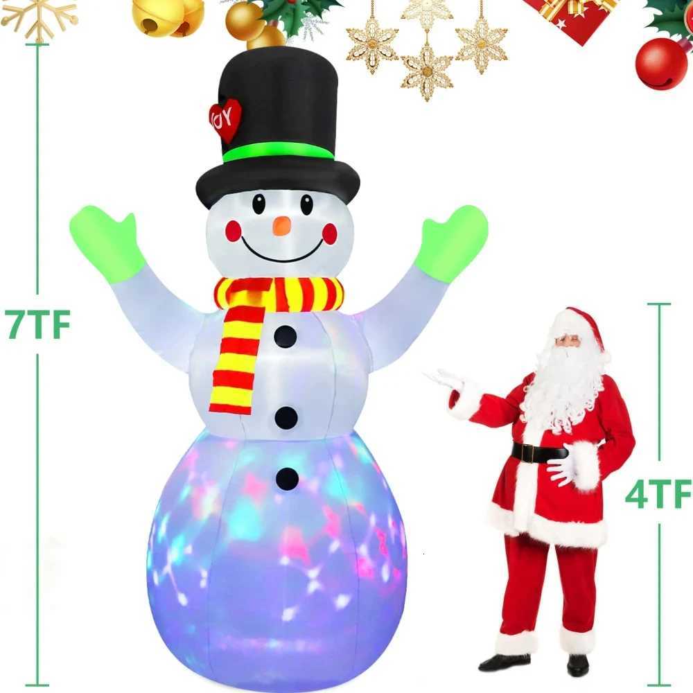 22M/7FT Christmas Inflatables Green Gloves Snowman Outdoor Model Built-in Rotating LED Lights Indoor Outdoor Xmas Decorations W251107