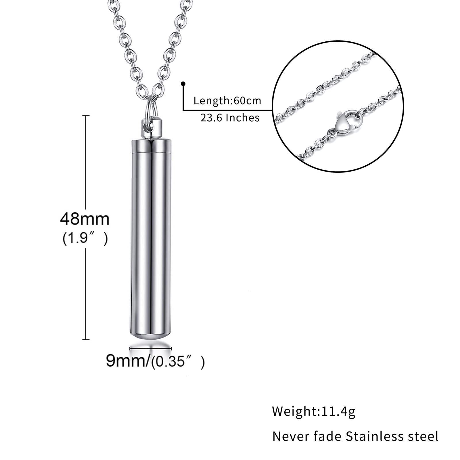 Hot selg stainless steel creative cydrical urn urn, engraved commemorative pendant accessory, can be opened necklace