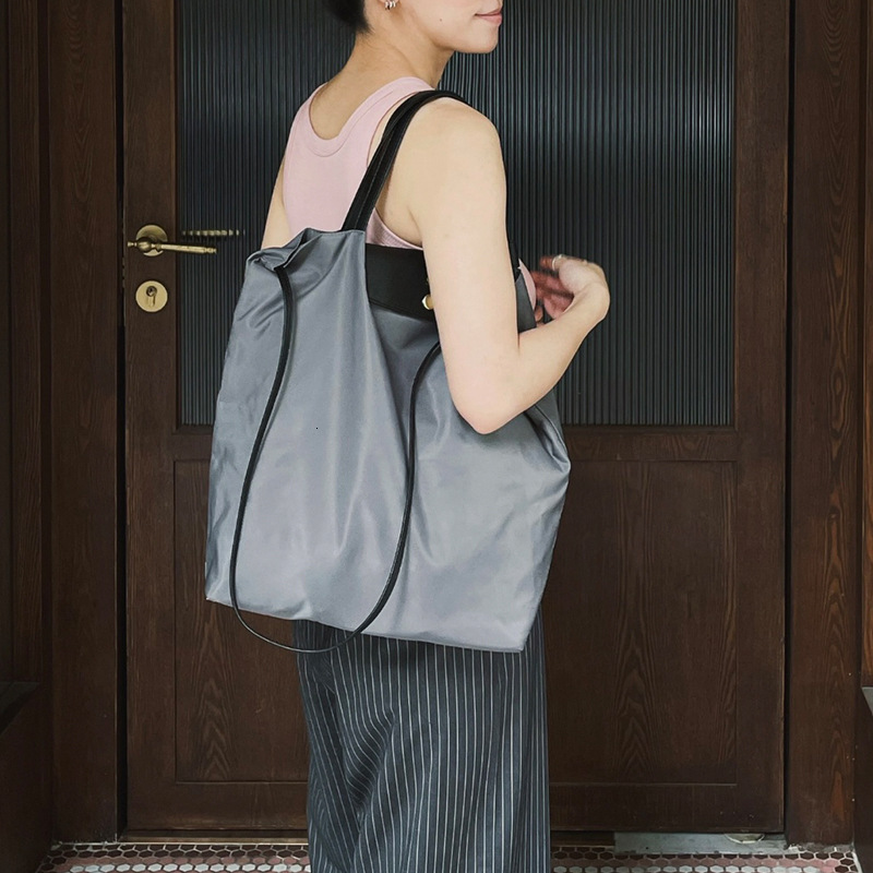 Early Spring 2025 New Nylon Collar Leather Tote Carrying Shoulder Bag Casual Large Capacity