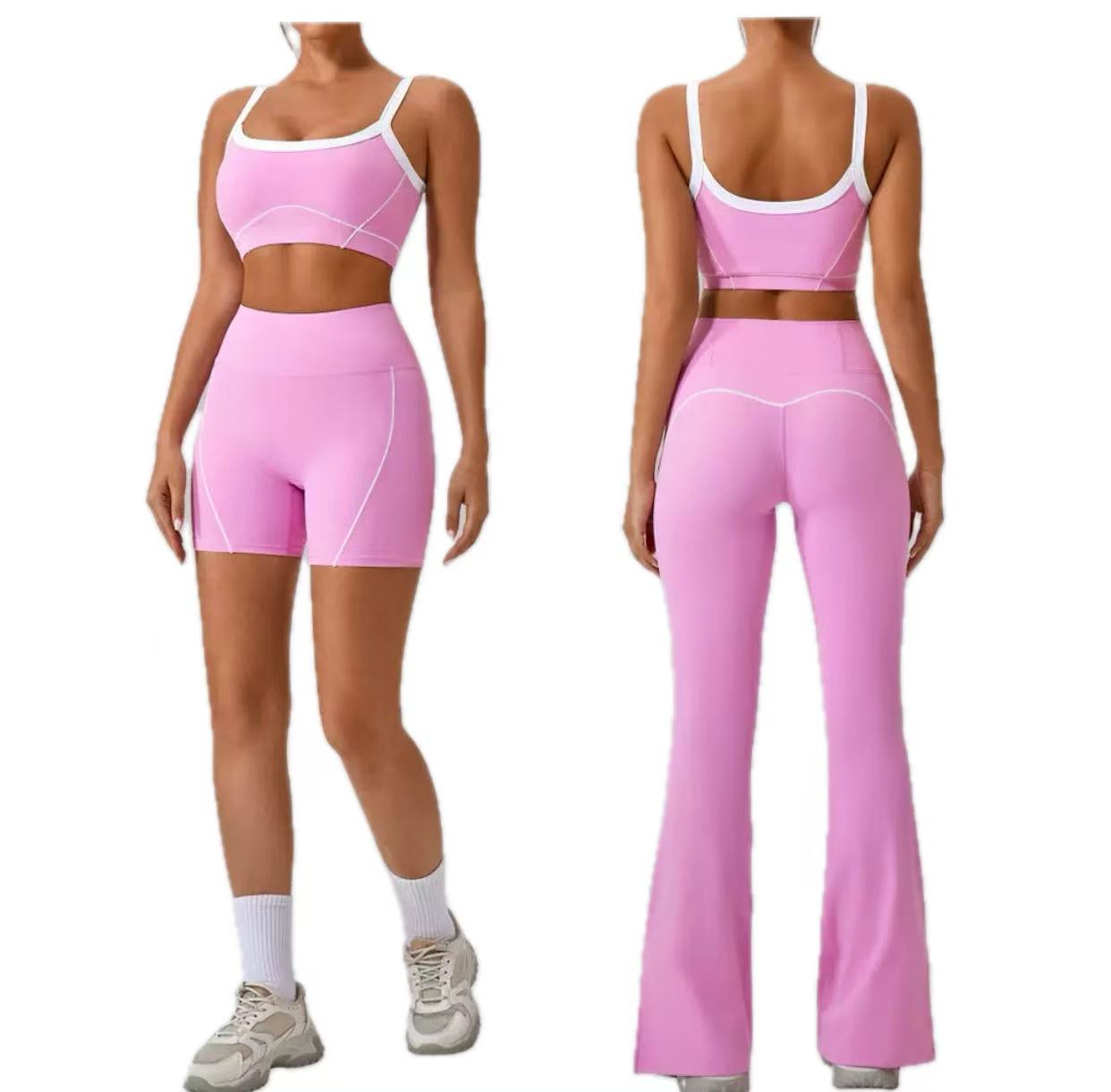 Yoga Set Women Two Pieces bralette Gym Sports Tracksuits Bra Fitness Shorts Fared Pant Workout Sports Clothes