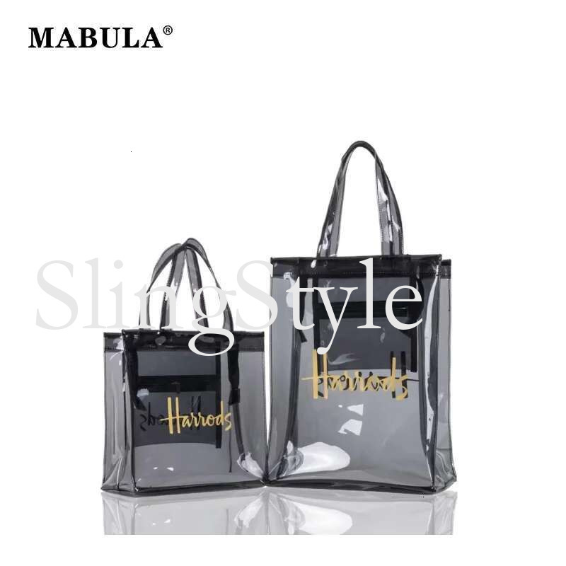 MABULA PVC Waterproof Eco Friendly Shopper Bags Women Large Capacity Shopping Totes Semi-Transparent Summer Beach Shoulder Bag