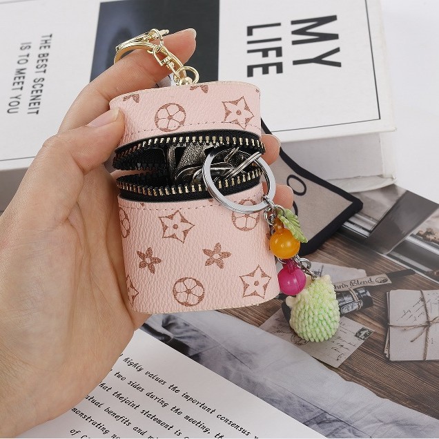 Coin purse keychain Mini female mouth red envelope storage wireless earphone protective case cute 2025