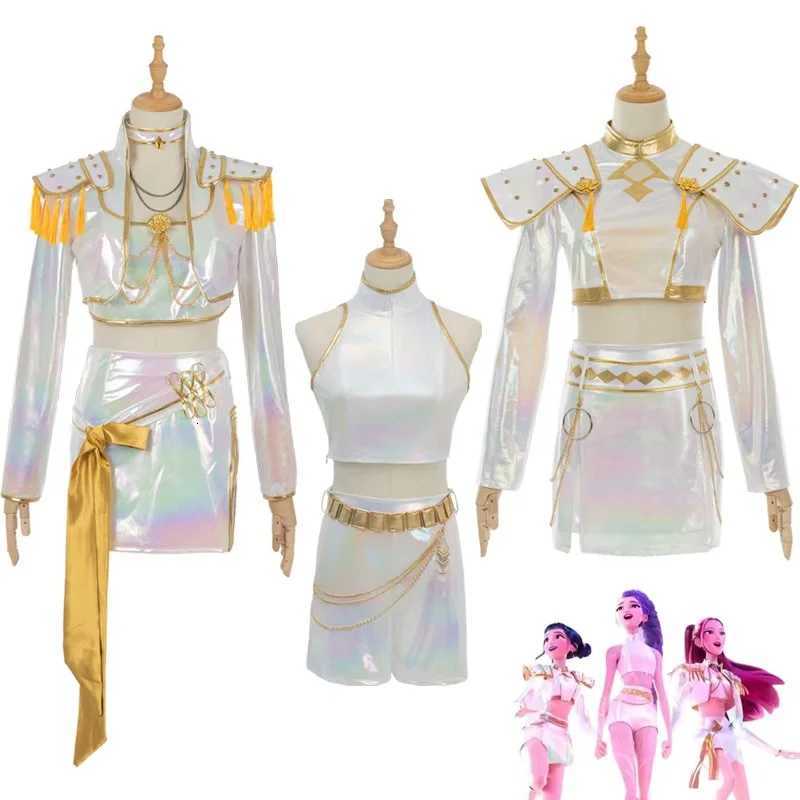 Kids White Performance Costume KPOP Huntrix Rumi Mira Zoey Cosplay Costume Wig KPop Demon Hunters Uniform Halloween Costume W251107
