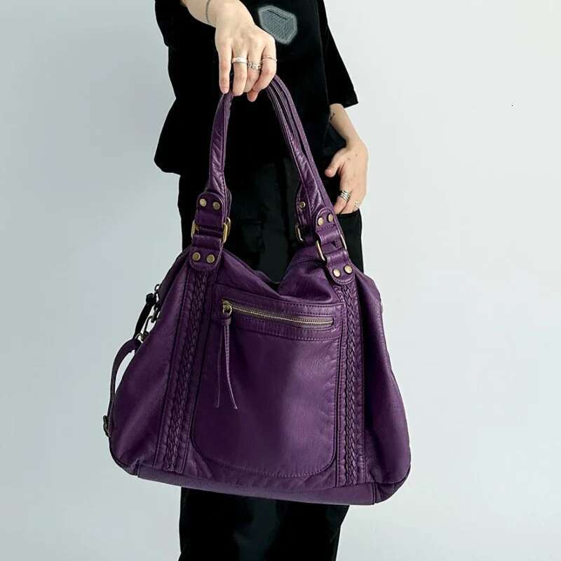 Women's Fashion Y2k Hot Girl Motorcycle Bag Large Capacity Washed Distressed Shoulder Crossbody Handbag