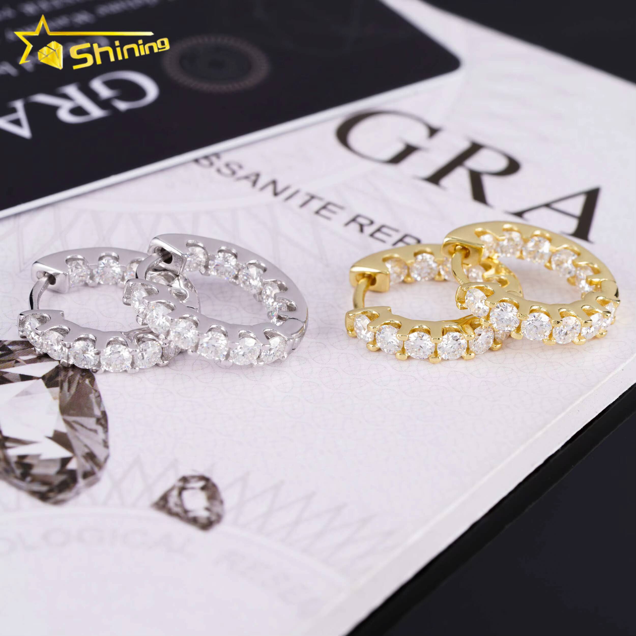 New Arrival Hot Sale Design Tennis Earrings 925 Silver 30mm GRA Moissanite Hoop Earrings Fashion Jewelry