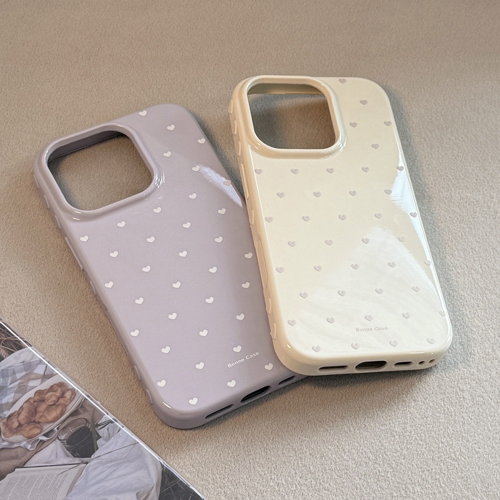 Solid Color Heart Phone Case Compatible with iPhone 17/16 Simple Full Coverage Personalized 15/14 Pro Max