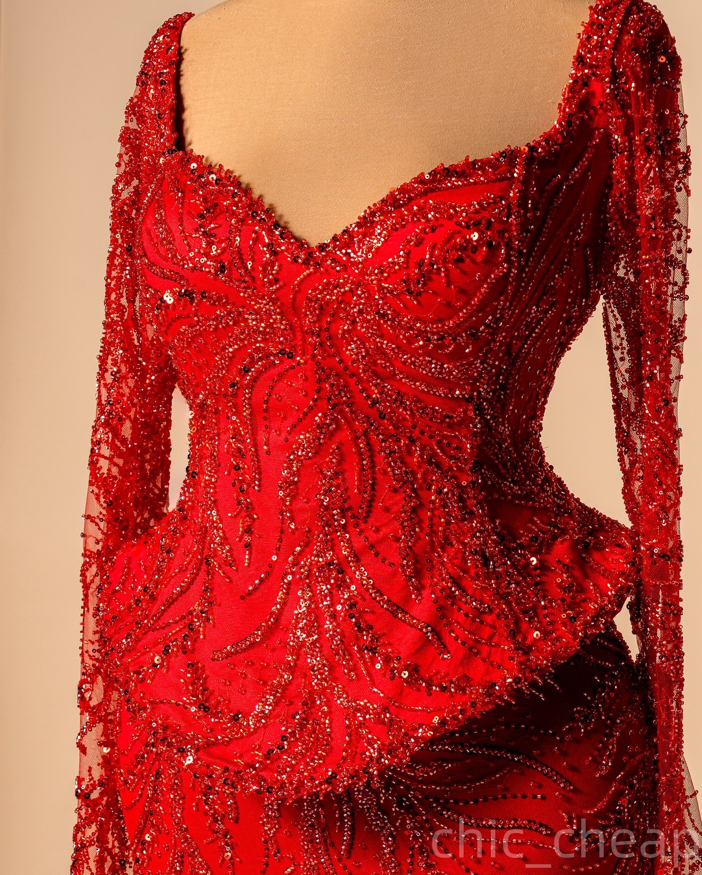 Mermaid Red Prom Dresses 2026 Sweetheart Long Sleeves Sequined Lace Evening Formal Party Second Birthday Engagement Gowns Plus Size Dress For Special 