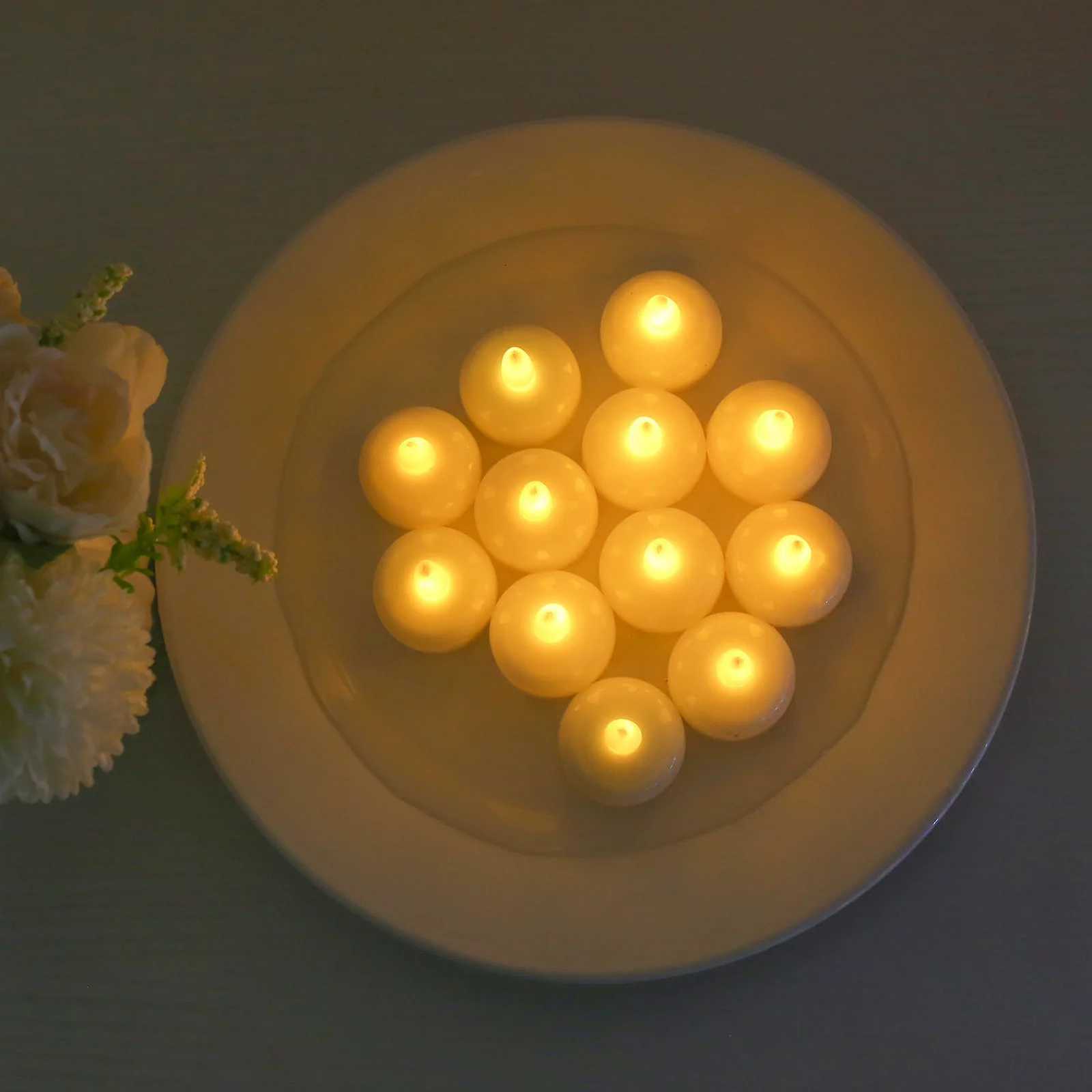 Flameless Floating LED Tealights Battery Operated Waterproof Candles Flickering Tea Light Candles for Christmas Pool Pond Decor W251107