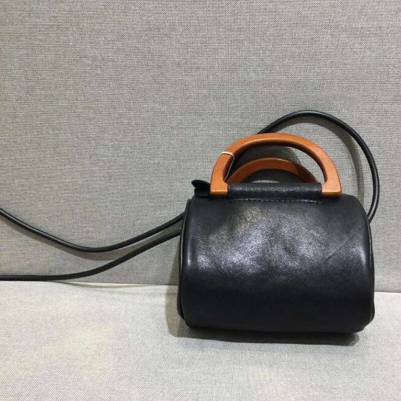 Fashion Wood Handle Crossbody Bags For Women Genuine Leather Casual Sheepskin Messenger Small Shoulder Bag