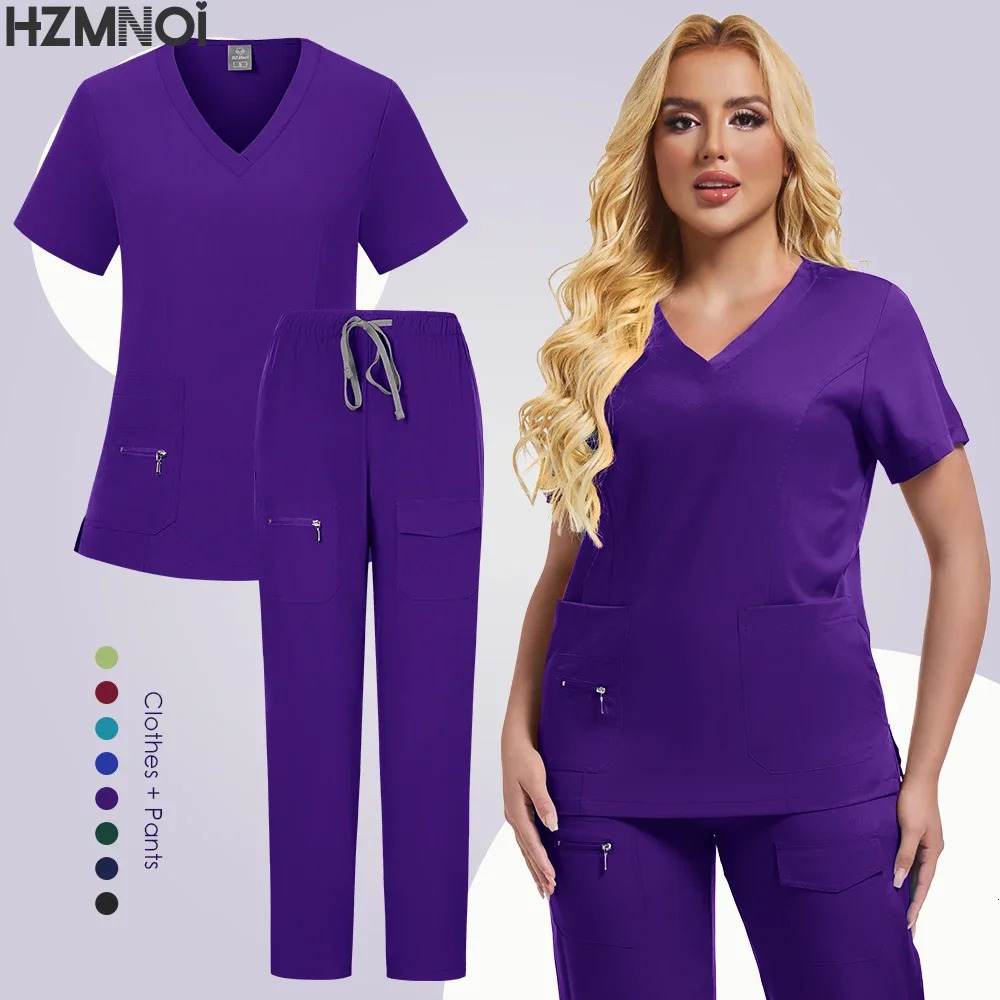 Multicolor Uniforms Women Hospital Nurse Scrubs Set Nurses Accessories Dental Clinic Beauty Salon Soft Workwear 250402