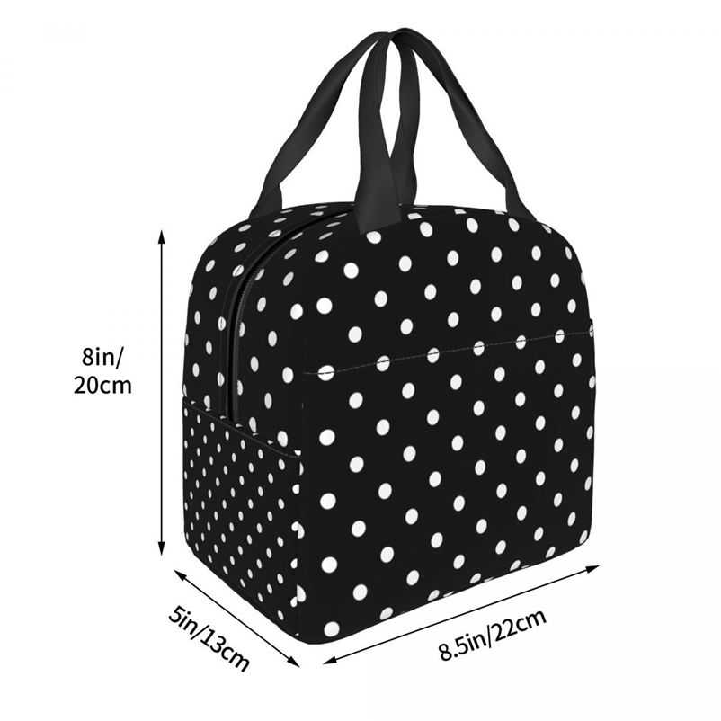 Lunch Bag for Men Women Cute Polka Cooler Portable School Oxford Lunch Box 251106