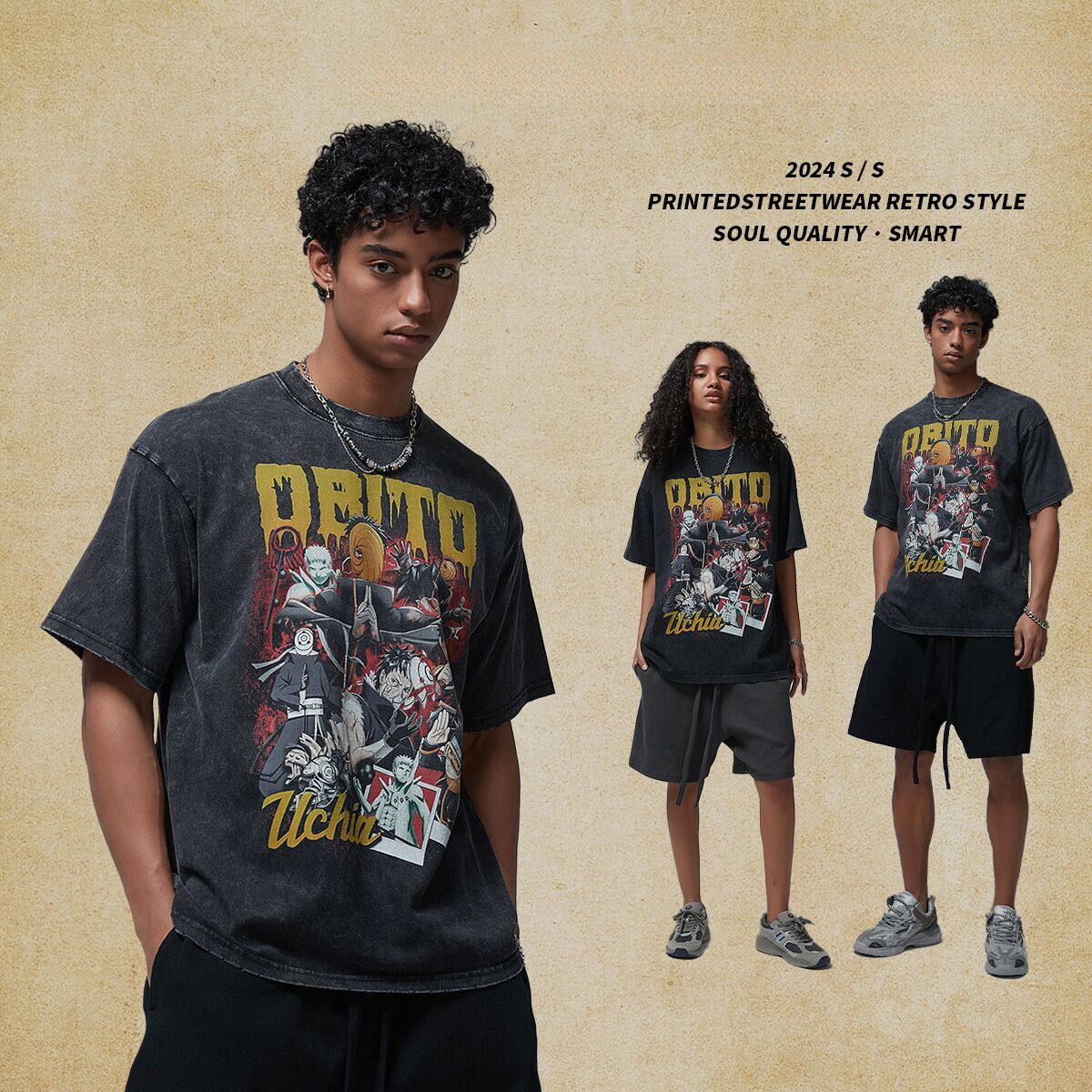 Wear | 2025 Spring/Summer New Product White Ink Digital Breathable Printed Vintage Trendy Brand Men's Short sleeved T-shirt