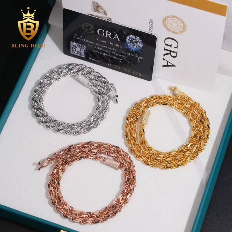 Hot Sale Pass Diamond Tester Hip Hop with GRA VVS Moissanite Iced Out Jewelry 925 Silver Cuban Link Chain Necklace Bracelet Men