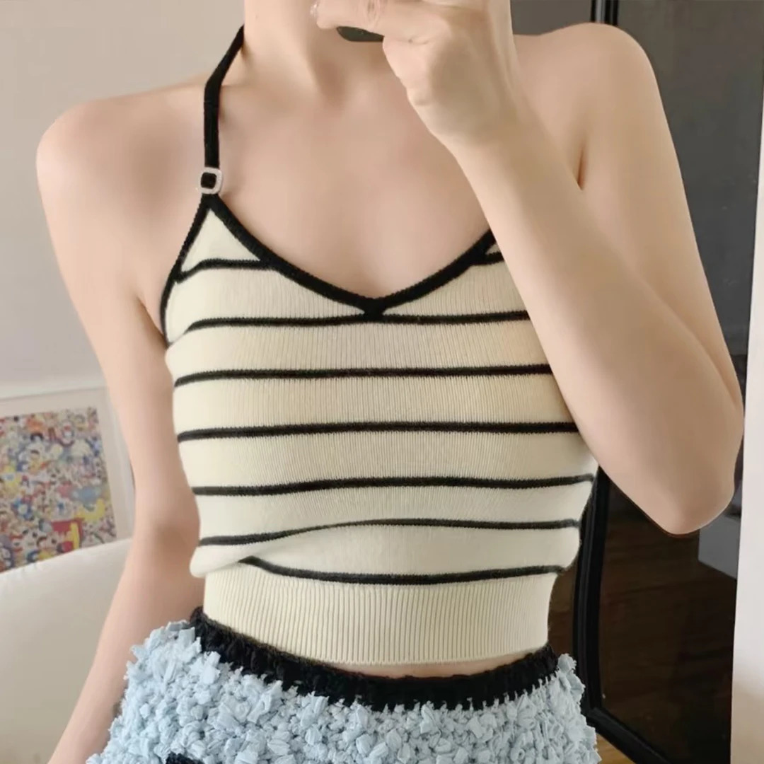 Nigo LP Womens Summer Striped Sleeveless Solid Color Wool Tank Top Ngvp #nigo1353 250407