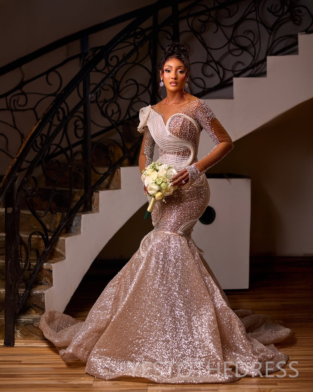 2026 Plus Size Mermaid Prom Dress Evening Dresses Formal Gowns For Special Occasions Illusion Sheer Neck Beaded Lace Crystals Sequined Birthday Dress 