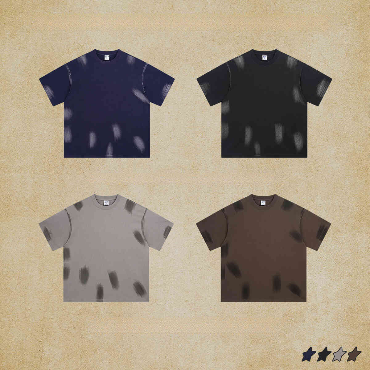 Chain Trendy | 2025 Summer New Collection Washed and Used Men's Clothing Short Sleeve Graffiti Brushed Paint Personalized T-shirt