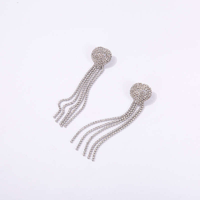2021 exaggerated tassel studded dia fashionable rhie atmospheric heart-shaped earrings accessories