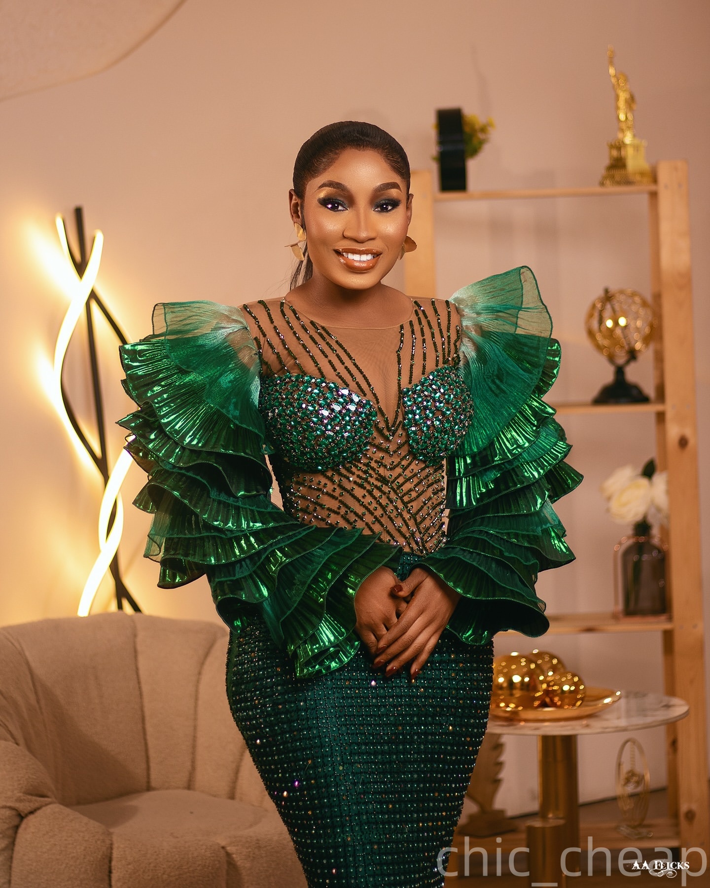 Aso Ebi Dark Green Sheath Prom Dresses 2026 Crystals Full Sleeves Evening Formal Party Second Birthday Engagement Gowns Plus Size Dress For Special Oc