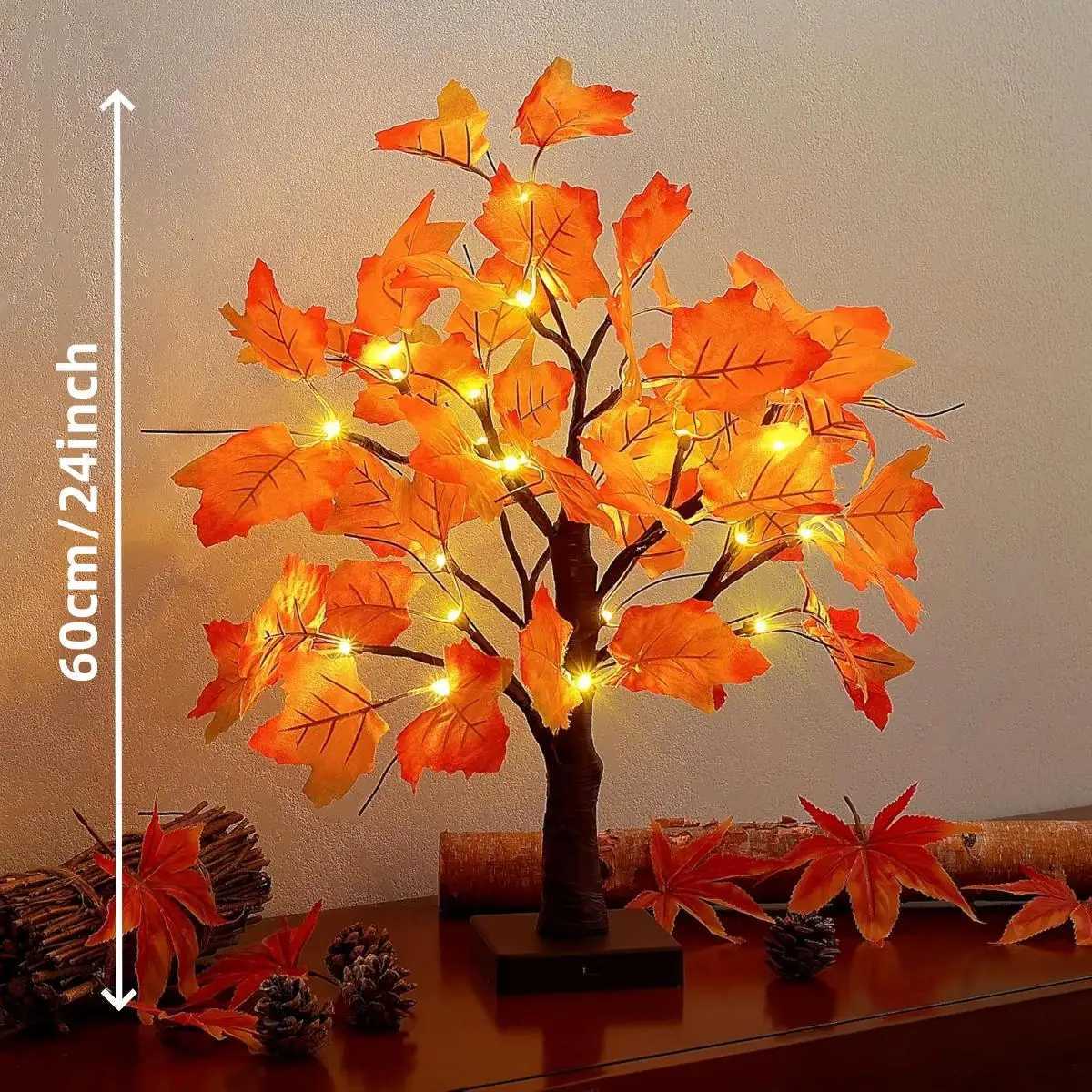 1pc 24 LED Artificial Black Birch Tree Light DIY Branches Table Lamp For Fall Gifts Home Bedroom Holiday Party Halloween Decor W251107