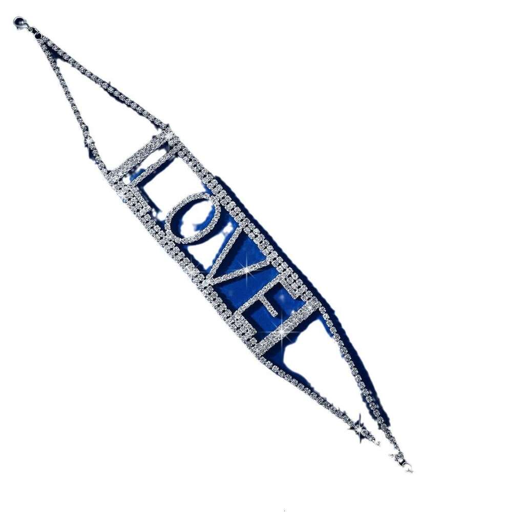 New best-selg scardorned with dia letters hot LOVE collarbone chain, exaggerated style, personalized rhie necklace