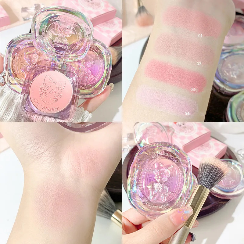 KAKASHOW girl heart shape gradual change powder blusher matte red cheeks purple white natural nude makeup decorative plate 250325