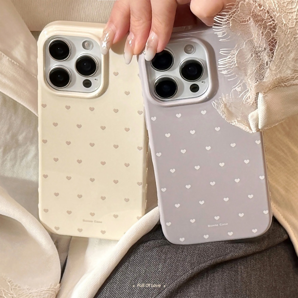 Solid Color Heart Phone Case Compatible with iPhone 17/16 Simple Full Coverage Personalized 15/14 Pro Max