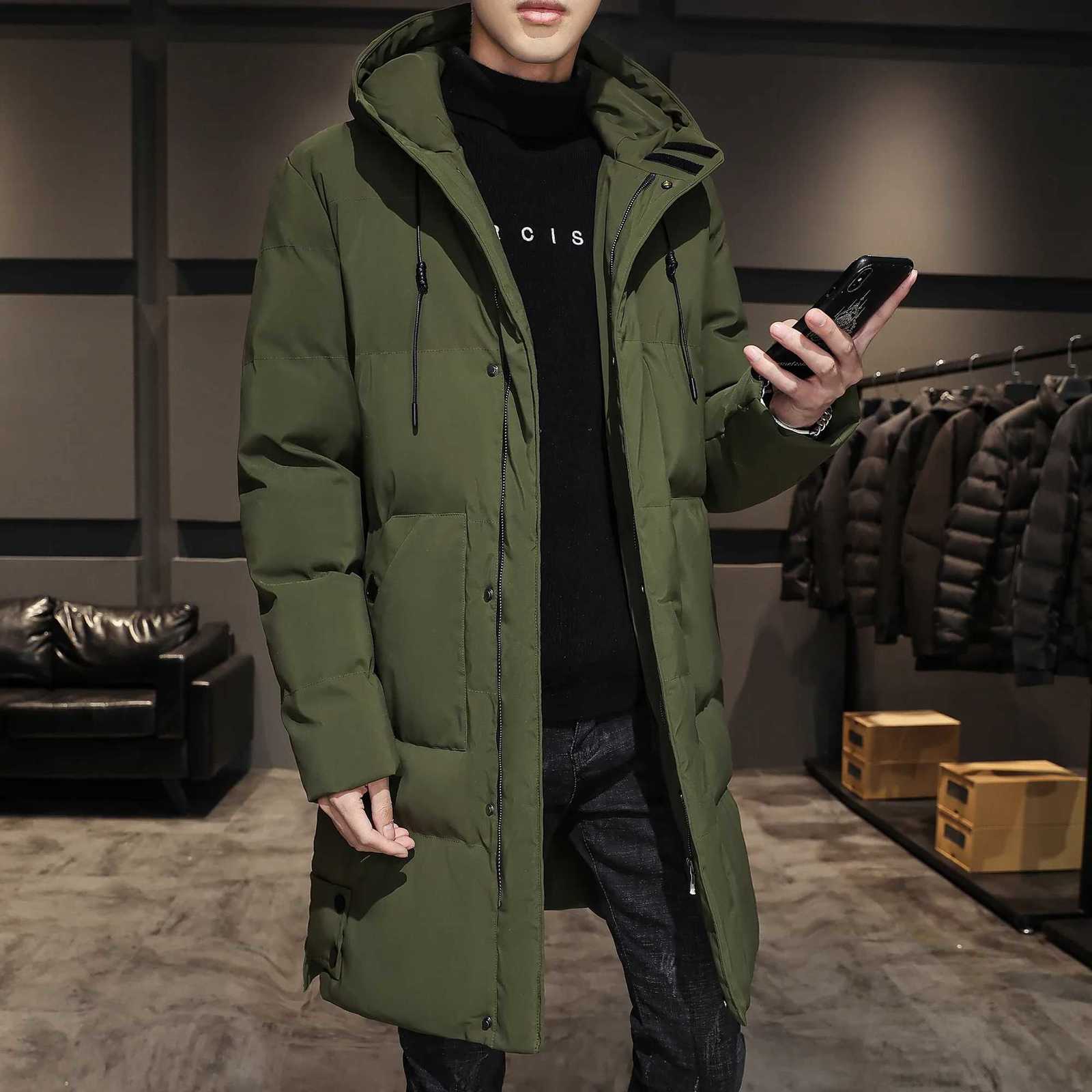 Men Winter Jacket For Men Coat Solid Color Mens Park Long Warm Parkas Warm Male Thick Slim Fit Outerwear 4XL BlackT251107