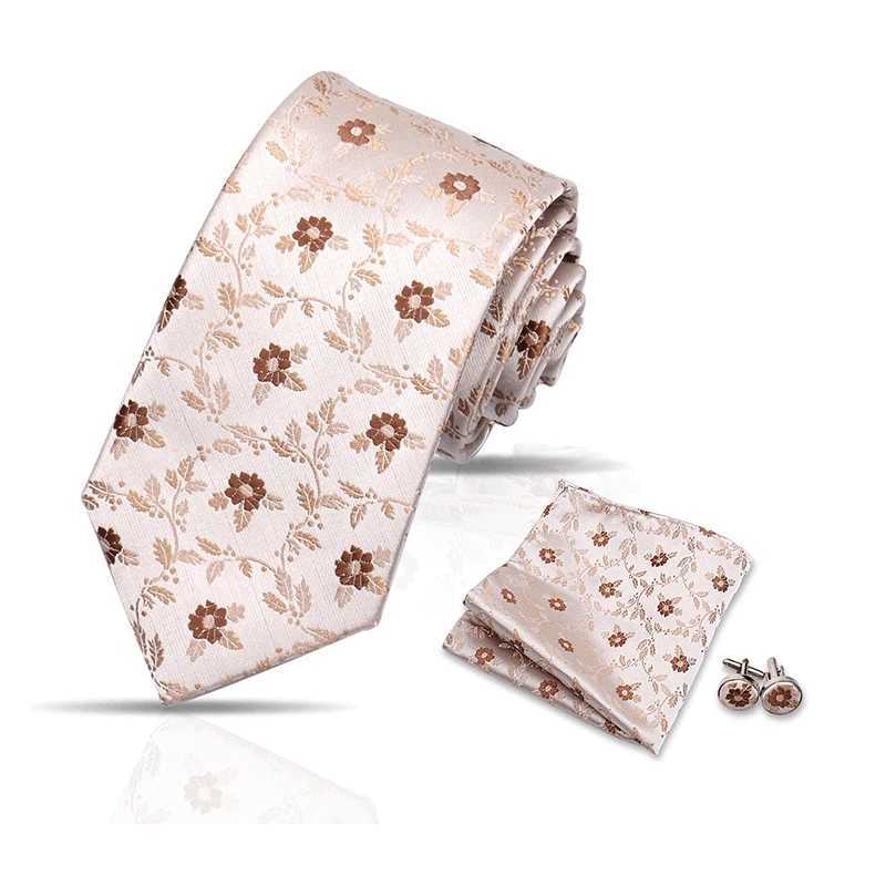 Luxury Floral Wine Ties For Men Wedding Party Business Necktie Handkerchief Cufflinks Set Men Suit Accessories Handmade Gravata X250407
