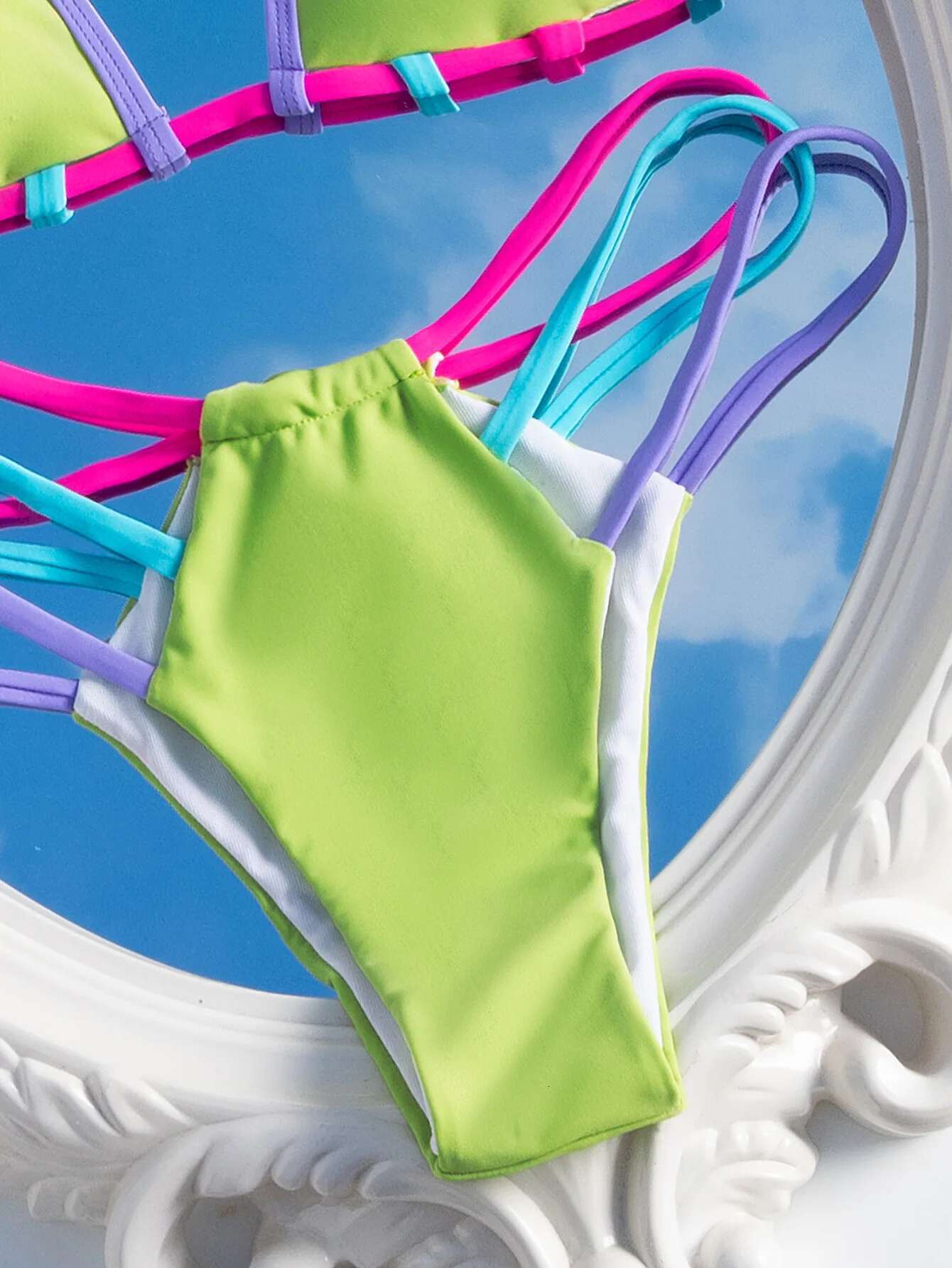 Dongdumaoyi Sexy Hollow Out High Waist Bikinis Sets Women Green Patchwork Push Up Micro Swimsuit Summer Bathing Suit Swimwear Biquini