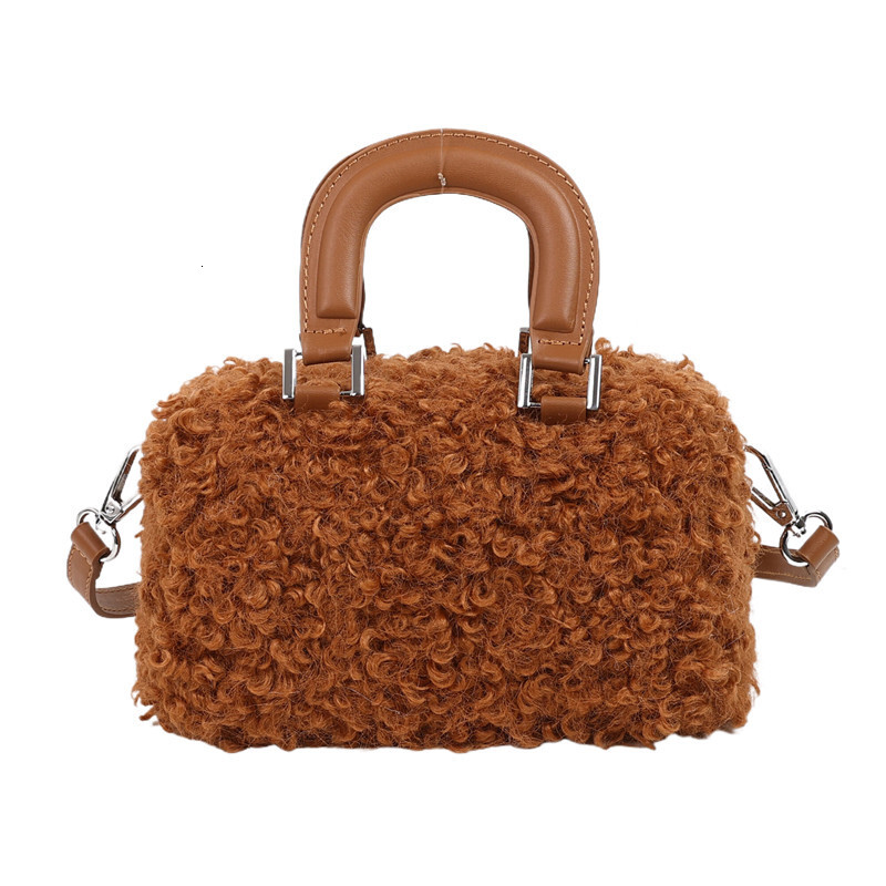 2025S Designer Women S Bag Fresh Boston Female Niche Design Plush Small Square Bag Winter New Single Shoulder Crossbody Bag