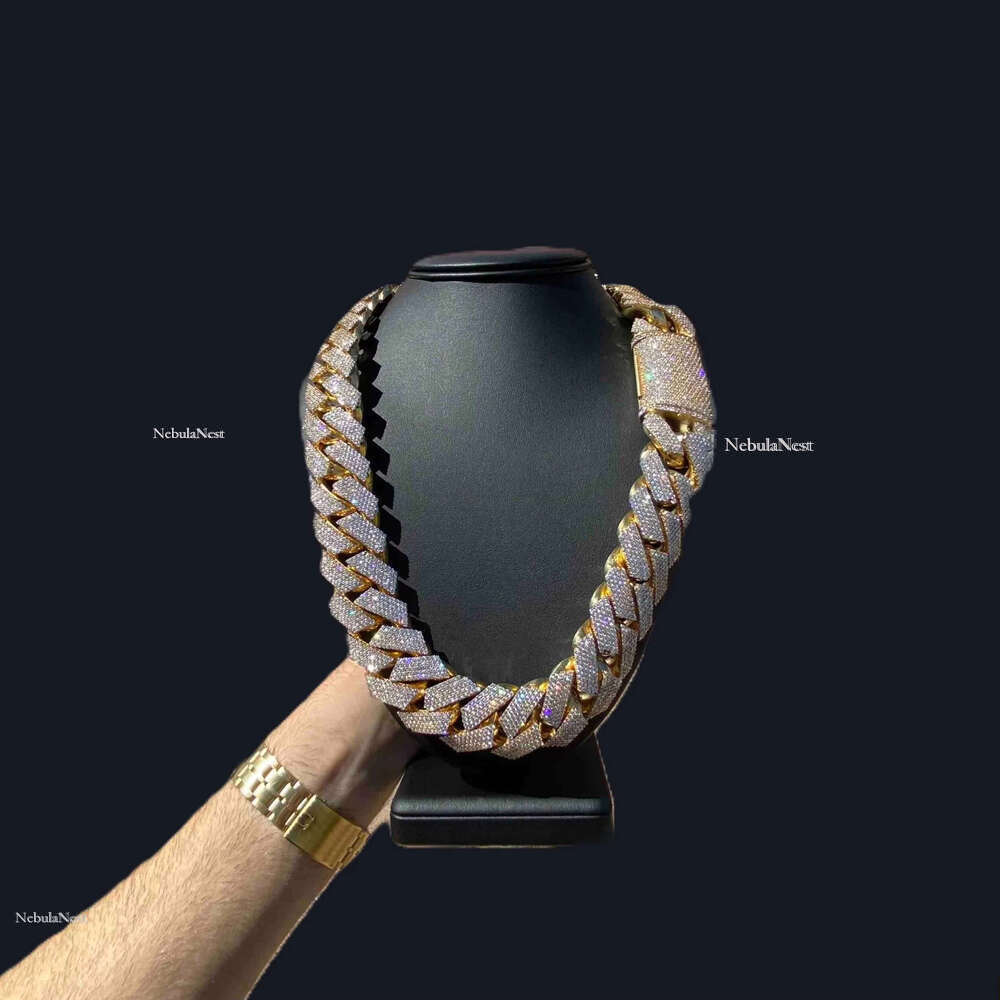 Custom 10k 14k Real Solid Gold Miami Cuban k 20KT LG Dia Chain for Rappers Man VVS Moissanite Necklace Women
