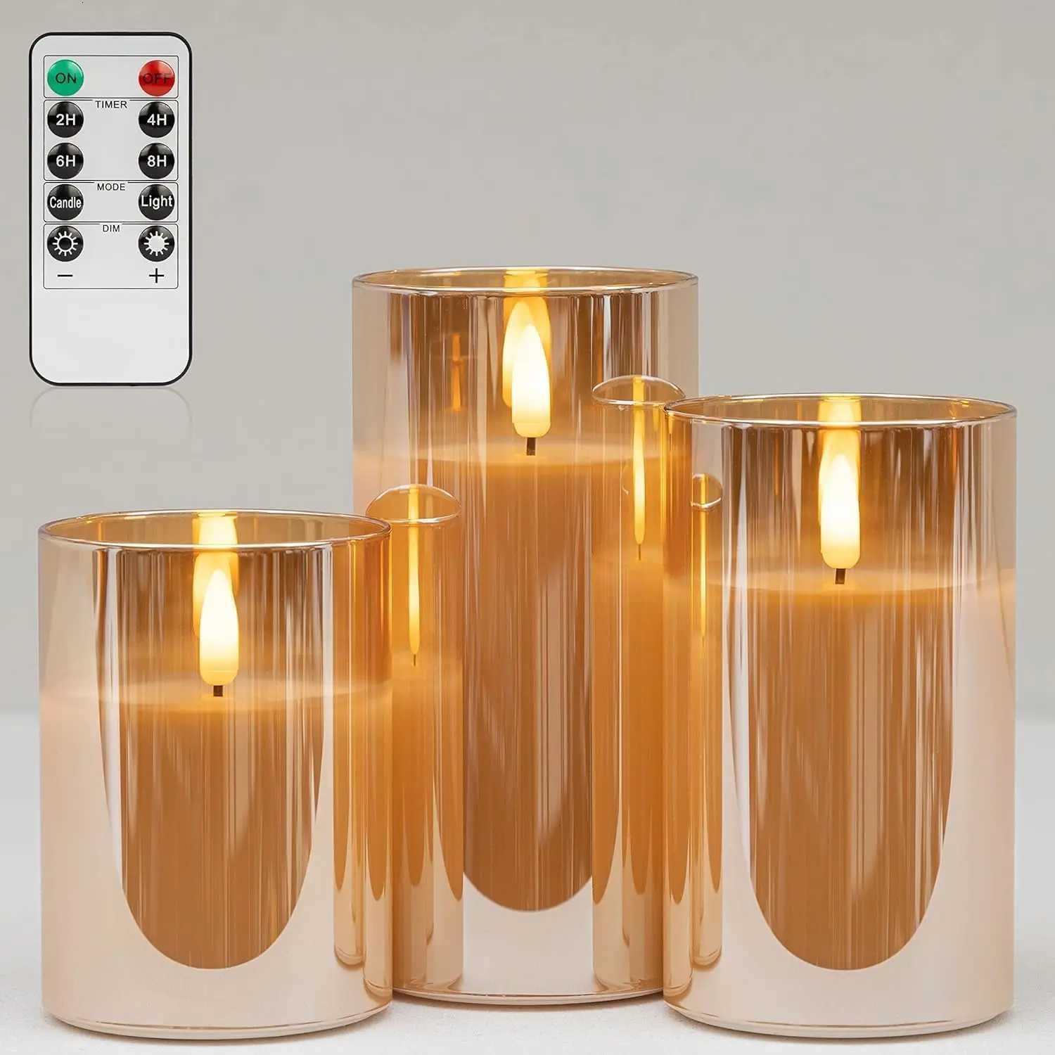 Battery Operated LED Flameless Candles with Remote and Timer Real Wax Candles Flickering Light for Wedding Home Party Decor W251107
