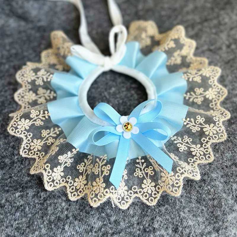 Fashionable bow pet collar cute lace mesh embroidery pet bib Burp fabric cute dog and cat necklace suitable for small dogs M250406