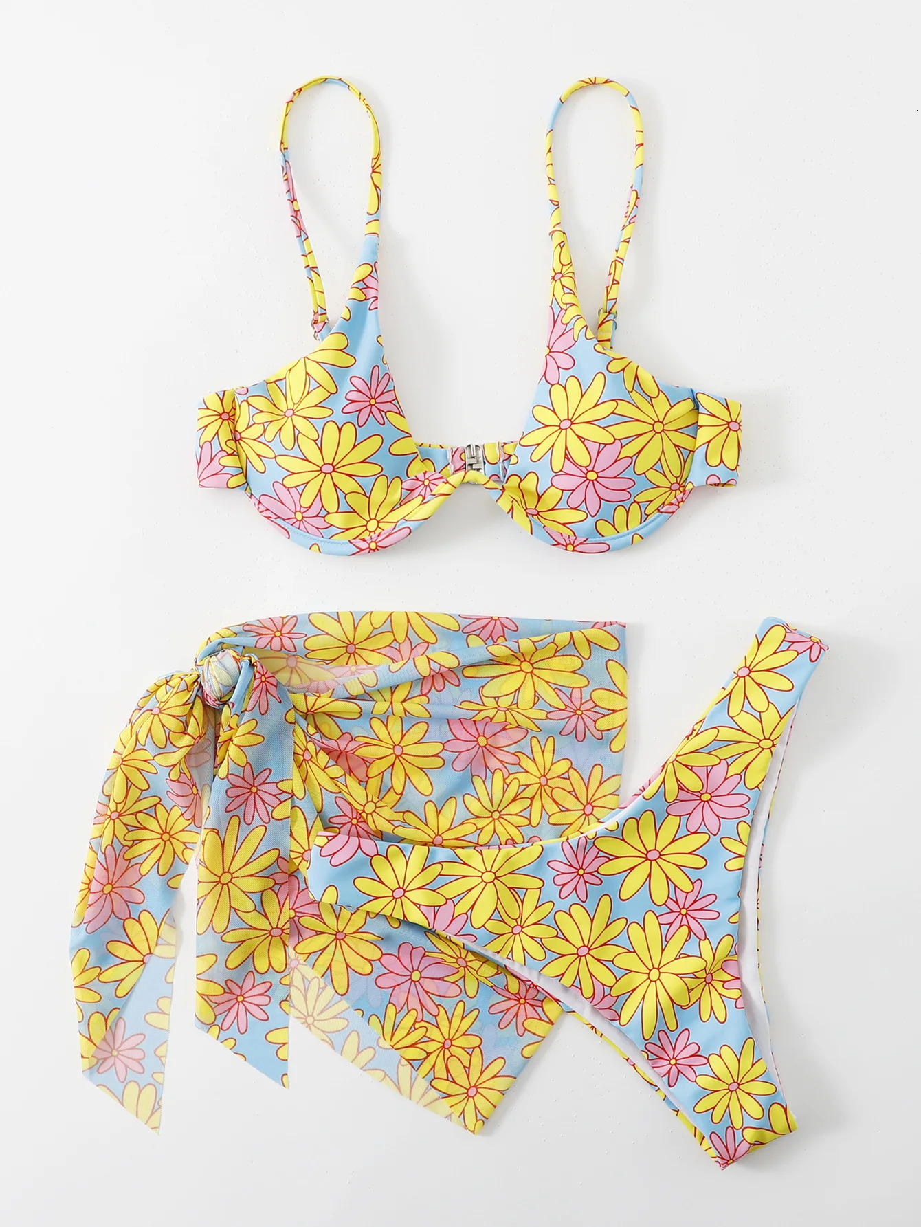 3piece push up bikini womens thong swimsuit sexy Brazilian apron 250313