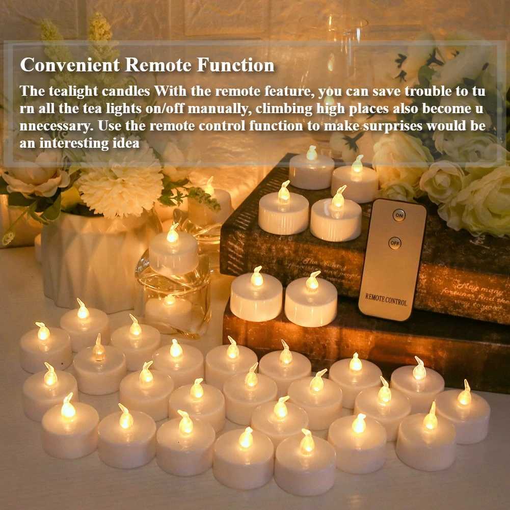 Flameless Flickering LED Tea Lights with Remote Control 200Hour Electronic Candles for Votive Wedding Christmas Halloween Decor W251107