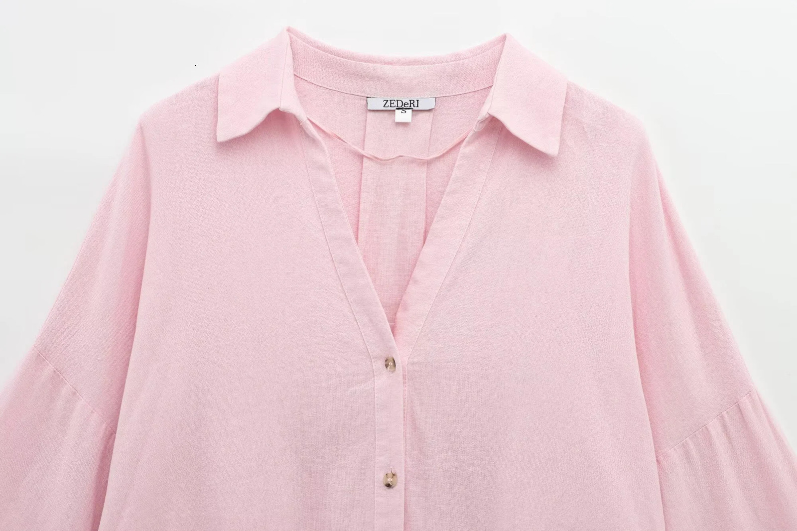 SpringSummer Womens Clothing Lightweight Linen Blended Wide Sleeves Comfortable Shirt 250407